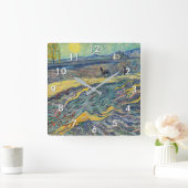 Vincent van Gogh - Feld mit pflügenden Bauern Quadratische Wanduhr (Zuhause)