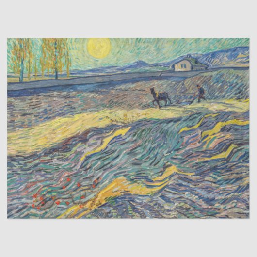 Vincent van Gogh - Feld mit pflügenden Bauern Seidenpapier (Vorderseite)