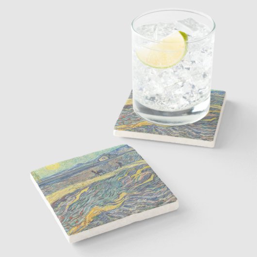 Vincent van Gogh - Feld mit pflügenden Bauern Steinuntersetzer (Seitenansicht)