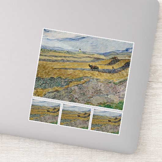 Vincent Van Gogh, Feld mit Plowman Aufkleber (Detail)