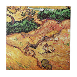 Vincent Van Gogh - Feld mit zwei Kaninchen Fine Ar Fliese