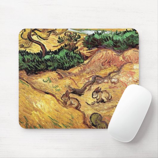 Vincent Van Gogh - Feld mit zwei Kaninchen Kunstfe Mousepad (Mit Mouse)