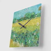 Vincent van Gogh - Field with Irises near Arles Quadratische Wanduhr (Winkel)