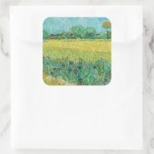 Vincent van Gogh - Field with Irises near Arles Quadratischer Aufkleber (Tasche)