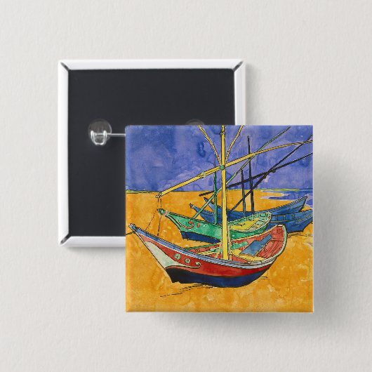 Vincent van Gogh - Fischerboote am Strand Button (Vorne & Hinten)