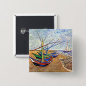 Vincent Van Gogh - Fischerboote am Strand Button (Vorne & Hinten)