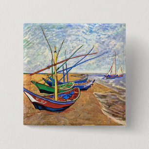 Vincent Van Gogh - Fischerboote am Strand Button