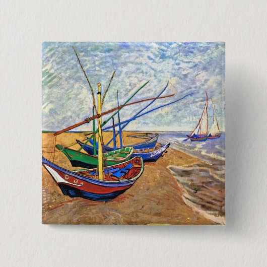 Vincent Van Gogh - Fischerboote am Strand Button (Vorderseite)