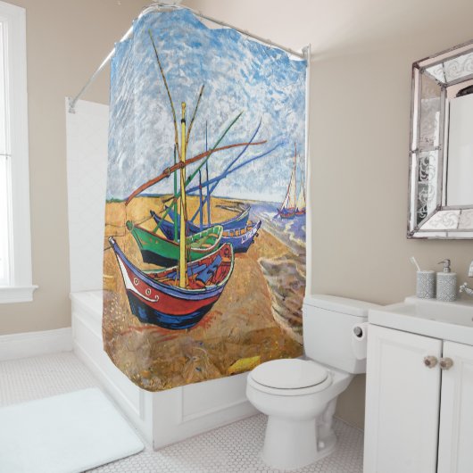 Vincent Van Gogh - Fischerboote am Strand Duschvorhang (Beispiel)