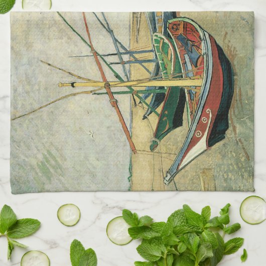 Vincent van Gogh - Fischerboote am Strand Geschirrtuch (Gefaltet)