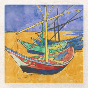 Vincent van Gogh - Fischerboote am Strand Glasuntersetzer