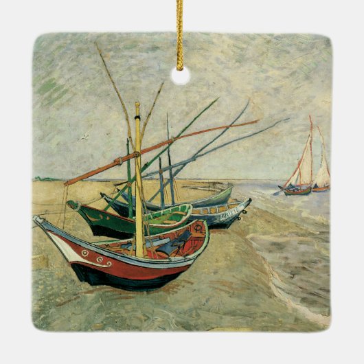 Vincent van Gogh - Fischerboote am Strand Keramikornament (Rückseite)