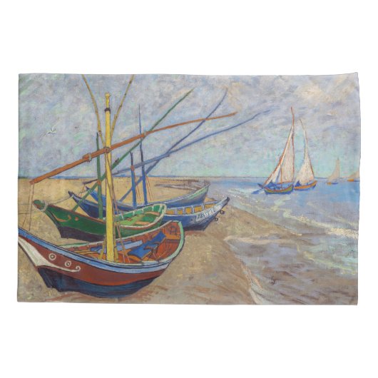Vincent van Gogh - Fischerboote am Strand Kissenbezug (Rückseite)