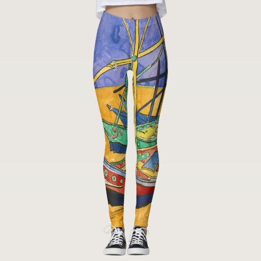 Vincent van Gogh - Fischerboote am Strand Leggings (Vorderseite)