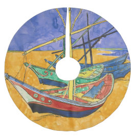 Vincent van Gogh - Fischerboote am Strand Polyester Weihnachtsbaumdecke