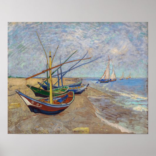 Vincent van Gogh - Fischerboote am Strand Poster (Vorne)