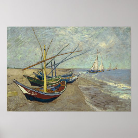 Vincent van Gogh - Fischerboote am Strand Poster (Vorne)