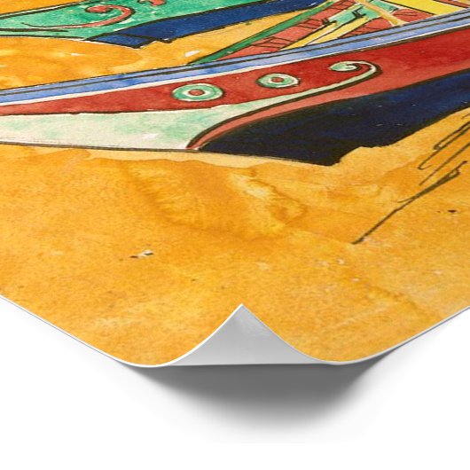 Vincent van Gogh | Fischerboote am Strand Poster (Ecke)