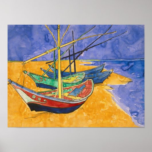 Vincent van Gogh | Fischerboote am Strand Poster (Vorne)