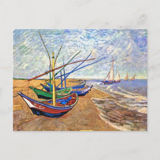 Vincent Van Gogh - Fischerboote am Strand Postkarte (Vorderseite)