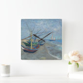 Vincent Van Gogh - Fischerboote am Strand Quadratische Wanduhr (Zuhause)
