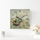 Vincent van Gogh - Fischerboote am Strand Quadratische Wanduhr (Zuhause)