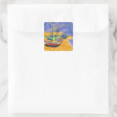 Vincent van Gogh | Fischerboote am Strand Quadratischer Aufkleber (Tasche)