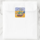 Vincent van Gogh - Fischerboote am Strand Quadratischer Aufkleber (Tasche)