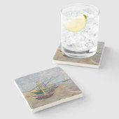 Vincent van Gogh - Fischerboote am Strand Steinuntersetzer (Seitenansicht)