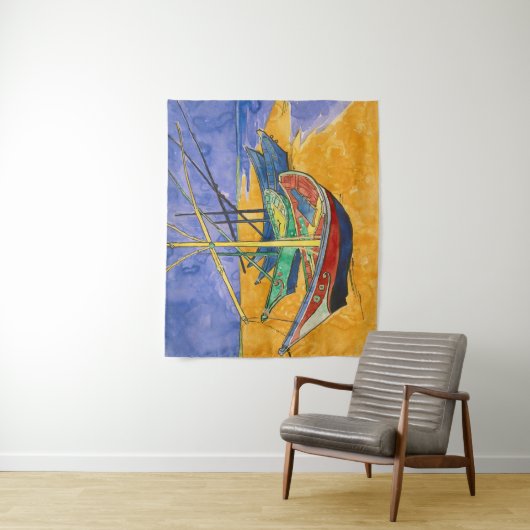 Vincent van Gogh - Fischerboote am Strand Wandteppich (Beispiel)