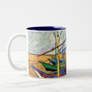 Vincent Van Gogh - Fischerboote am Strand Zweifarbige Tasse