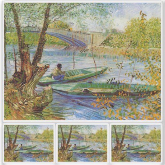 Vincent Van Gogh, Fischerei im Frühling Aufkleber (Vorderseite)
