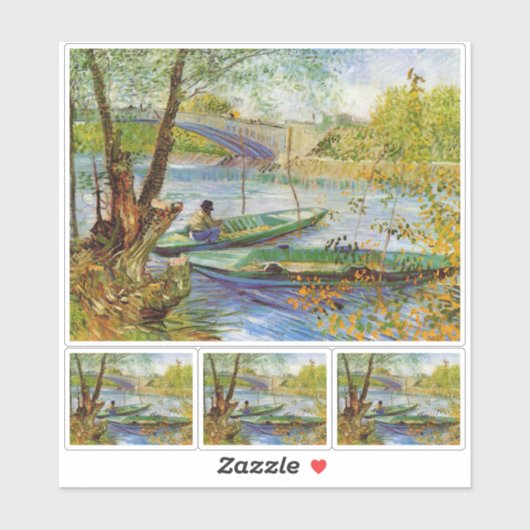 Vincent Van Gogh, Fischerei im Frühling Aufkleber (Blatt)