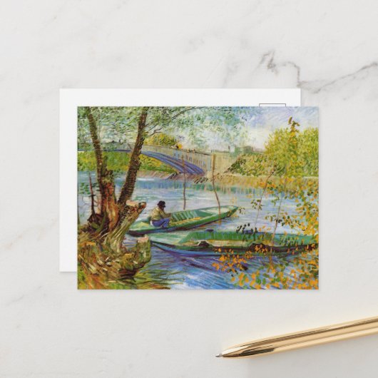 Vincent Van Gogh, Fischerei im Frühling Postkarte (Vorderseite/Rückseite Beispiel)