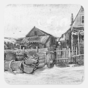 Vincent van Gogh   Fischtrocknungshalle, Schevenin Quadratischer Aufkleber