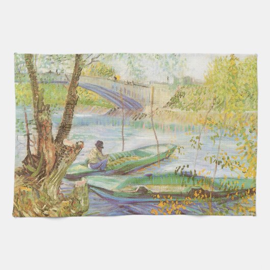 Vincent van Gogh Fishing im Frühling, Pont de Clic Küchentuch (Horizontal)