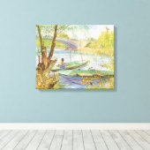 Vincent van Gogh Fishing im Frühling, Pont de Clic Leinwanddruck (Insitu (Holzboden))