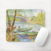 Vincent van Gogh Fishing im Frühling, Pont de Clic Mousepad (Mit Mouse)