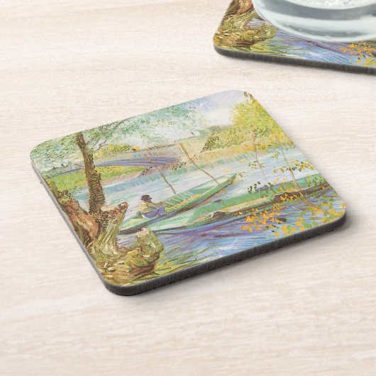 Vincent van Gogh Fishing im Frühling, Pont de Clic Untersetzer (Linke Seite)