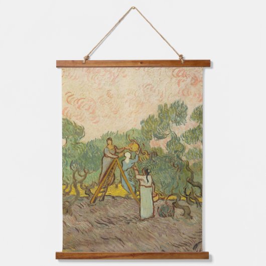 Vincent van Gogh - Frauen, die Oliven pflücken Wandteppich Mit Holzrahmen (Vorderseite)