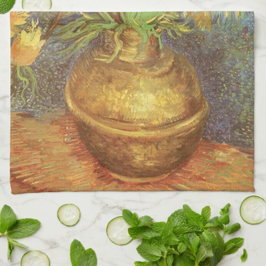 Vincent van Gogh - Fritillaries in einer Kupfervas Geschirrtuch (Gefaltet)