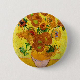Vincent Van Gogh Fünfzehn Sonnenblumen in einer V Button