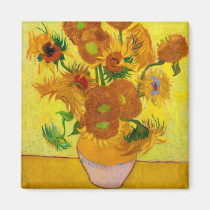 Vincent Van Gogh Fünfzehn Sonnenblumen in einer Va Magnet