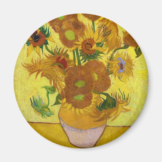 Vincent Van Gogh Fünfzehn Sonnenblumen in einer Va Magnet (Vorne)