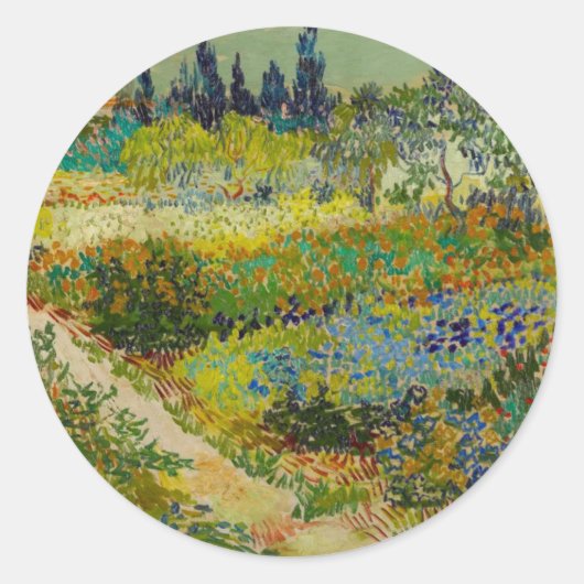Vincent Van Gogh Garden at Arles Runder Aufkleber (Vorderseite)