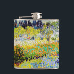 Vincent van Gogh - Garten bei Arles Flachmann<br><div class="desc">Garten bei Arles / Blühender Garten mit Pfad / Jardin a Arles - Vincent van Gogh,  1888</div>
