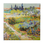 Vincent van Gogh - Garten bei Arles Fliese<br><div class="desc">Garten bei Arles / Blühender Garten mit Pfad / Jardin a Arles - Vincent van Gogh,  1888</div>