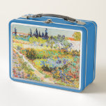Vincent van Gogh - Garten bei Arles Metall Brotdose<br><div class="desc">Garten bei Arles / Blühender Garten mit Pfad / Jardin a Arles - Vincent van Gogh,  1888</div>