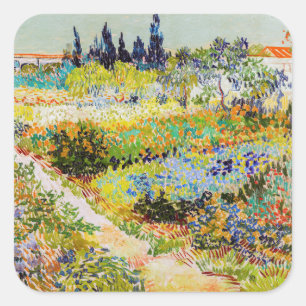 Vincent van Gogh - Garten in Arles Quadratischer Aufkleber