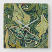 Vincent van Gogh - Giant Peacock Moth Quadratische Wanduhr (Vorderseite)